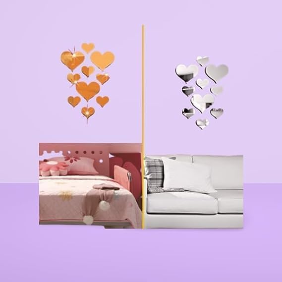 12 pcs Love Heart 3D Mirror