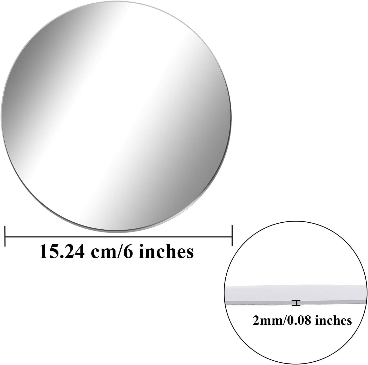 مجموعة من 10 مرايا دائرية مصنوعة من الأكريليك (فضية) 