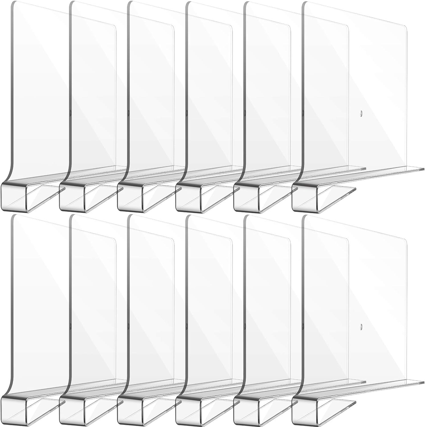 Clear Acrylic Shelf Dividers for Closet Organization (8 pcs)