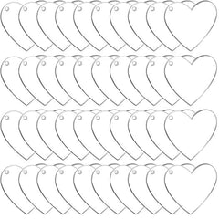 60 Pack 2 Inch Acrylic Heart Keychain Blanks