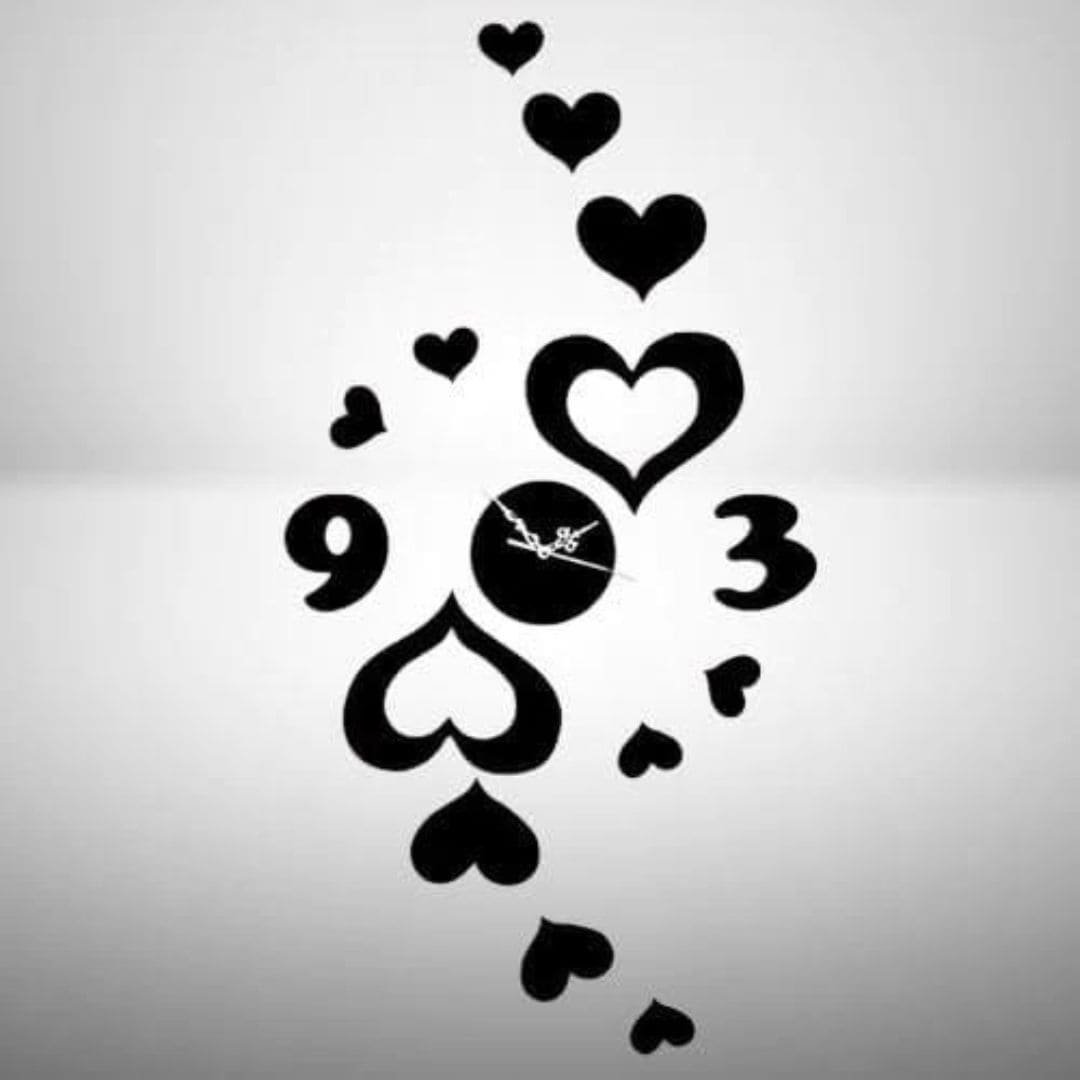 Cut Heart-shaped Wall Sticker Wall Clock