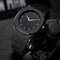 Classic Analog Style matte black watch with Arabic numerals